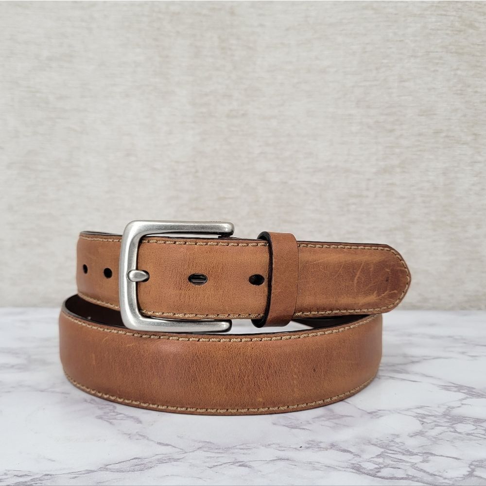 Fossil Men's Tan Leather Belt Size 42